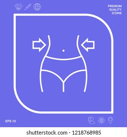 Women waist, weight loss, diet, waistline line icon. Graphic elements for your design