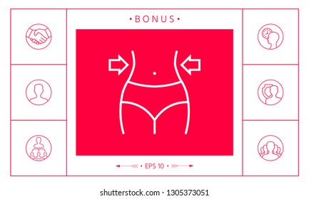 Women waist, weight loss, diet, waistline line icon. Graphic elements for your design