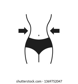 Women waist, weight loss, diet, waistline line icon. Fitness Weight Loss Flat Icon On White Background. Eps 10. 