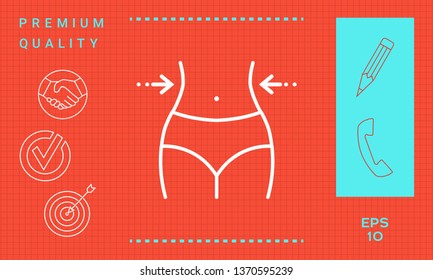 Women waist, weight loss, diet, waistline - line icon. Graphic elements for your design