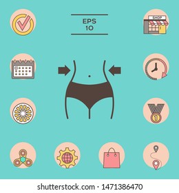Women waist, weight loss, diet, waistline icon. Graphic elements for your design