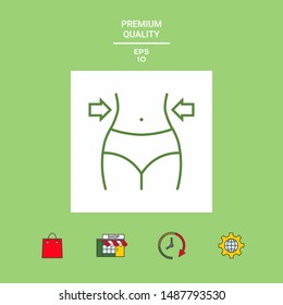 Women waist, weight loss, diet, waistline line icon. Graphic elements for your design