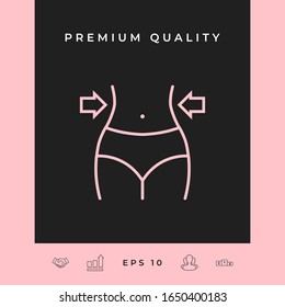 Women waist, weight loss, diet, waistline line icon. Graphic elements for your design