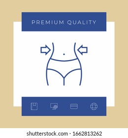 Women waist, weight loss, diet, waistline line icon. Graphic elements for your design