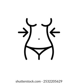 Women waist, weight loss, diet, waistline icon isolatted on white background. Vector illustration.