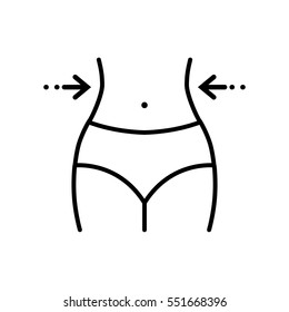 Women waist, weight loss, diet, waistline - line icon