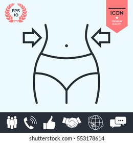 Women waist, weight loss, diet, waistline line icon