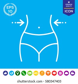 Women waist, weight loss, diet, waistline - line icon