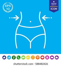 Women waist, weight loss, diet, waistline - line icon