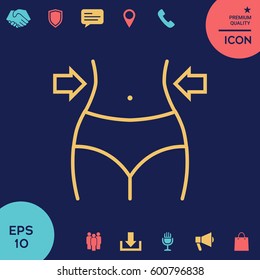 Women waist, weight loss, diet, waistline line icon