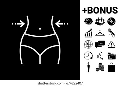 Women waist, weight loss, diet, waistline - line icon