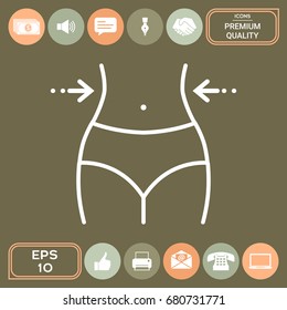 Women waist, weight loss, diet, waistline - line icon