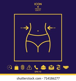 Women waist, weight loss, diet, waistline - line icon