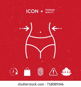 Women waist, weight loss, diet, waistline - line icon