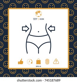 Women waist, weight loss, diet, waistline line icon
