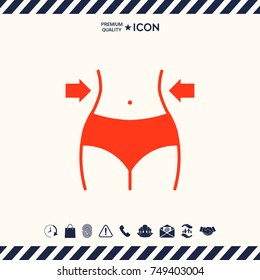 Women waist, weight loss, diet, waistline icon