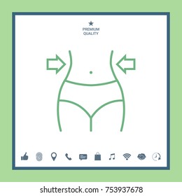 Women waist, weight loss, diet, waistline line icon