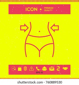 Women waist, weight loss, diet, waistline line icon