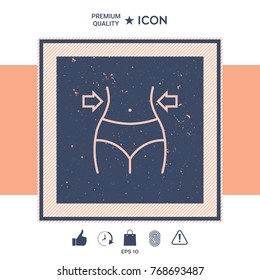 Women waist, weight loss, diet, waistline line icon