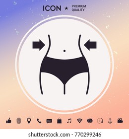 Women waist, weight loss, diet, waistline icon