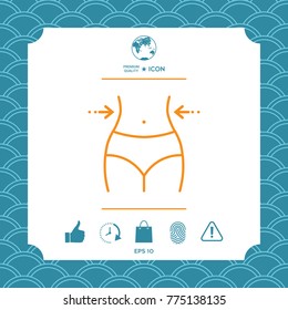 Women waist, weight loss, diet, waistline - line icon