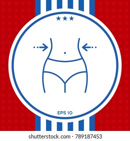 Women waist, weight loss, diet, waistline - line icon