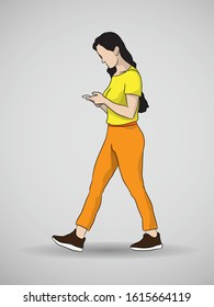 Women Walking Away Looking Into Smartphone