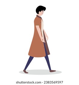 A women is walking on the street 