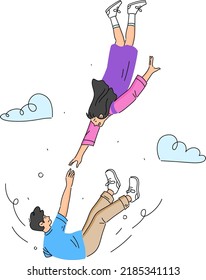 women want to catch a man who fell in the sky