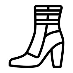 Women Warm Ankle Boot Line Icon, Winter Clothes Concept, Casual Jackboot Sign On White Background, Leather Shoe With Medium Heel Icon In Outline Style For Mobile, Web. Vector Graphics