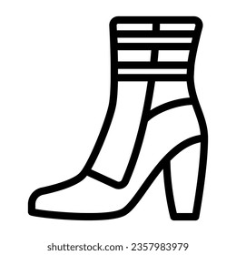 Women warm ankle boot line icon, Winter clothes concept, casual jackboot sign on white background, Leather shoe with medium heel icon in outline style for mobile, web. Vector graphics