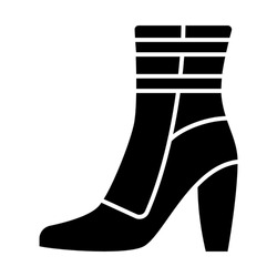 Women Warm Ankle Boot Solid Icon, Winter Clothes Concept, Casual Jackboot Sign On White Background, Leather Shoe With Medium Heel Icon In Glyph Style For Mobile, Web. Vector Graphics