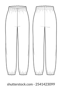 Women warm joggers pants with elastic waistband and cuffs