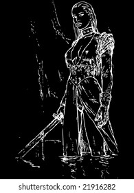 Women warrior vector