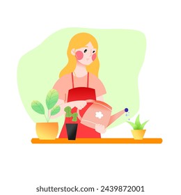 Women watering plants on earth day