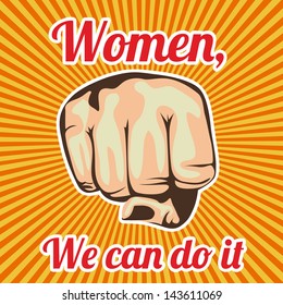 women we can do it over grunge background vector illustration