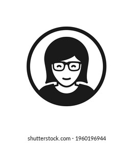Women wearing glasses icon flat style isolated on white background. Vector illustration