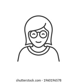 Women wearing glasses icon line style isolated on white background. Vector illustration