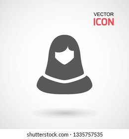 Women wearing hijab icon. Avatar icon in flat style. Muslim woman. Muslim Girl Avatar. Asian Traditional Hijab
