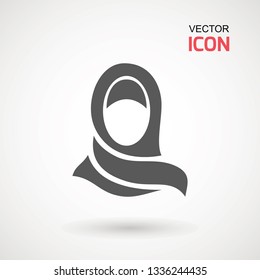 Women wearing hijab icon. Avatar icon in flat style. Muslim woman. Muslim Girl Avatar. Asian Traditional Hijab