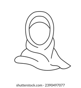 Women wearing hijab line icon. Avatar icon in flat style. Muslim woman. Muslim Girl Avatar. Asian Traditional Hijab vector