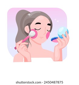 Women is wearing make up