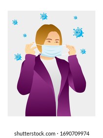 women wearing mask with corona virus