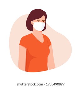 Women wearing medical mask. avatar vector illustration