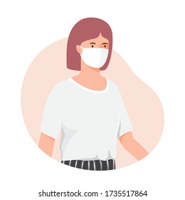 Women wearing medical mask. fight corona virus concept. avatar vector illustration