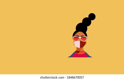 women wearing medical masks to prevent disease, flu, air pollution, contaminated air, world pollution. Vector illustration in a flat style