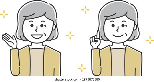 Women wearing ordinary clothes guiding someone. Vector illustration isolated on white background.