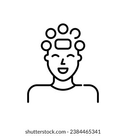 Women wearing retro hair curlers. Pixel perfect, editable stroke