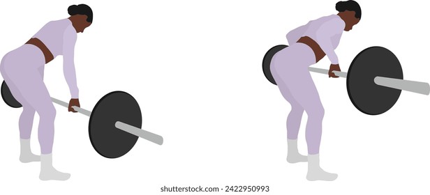 Women Weightlifting at the Gym Row Minimal Cutout Flat Vector Illustration