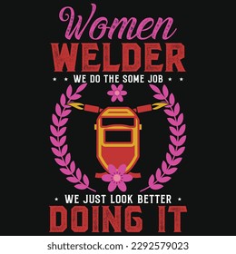 Women welder graphics tshirt design vector design 